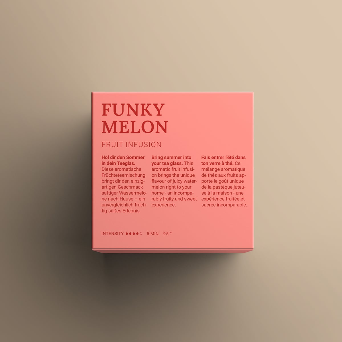 R&uuml;ckseite der Avoury Funky Melon Teekapsel-Verpackung